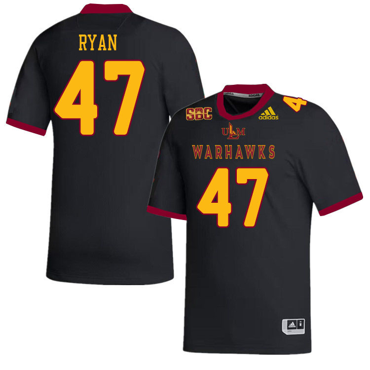 #47 Makenzie Ryan Louisiana-Monroe Warhawks College Football Jerseys Stitched-Black